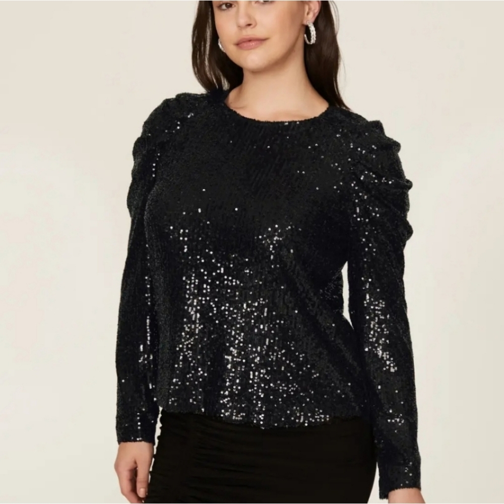 Rebecca Minkoff Carrie Long Sleeve Sequin Top